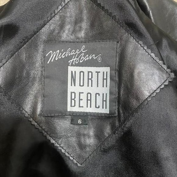Vintage Michael Hoban North Beach Fitted Size 6 Black Leather Jacket - Picture 14 of 15